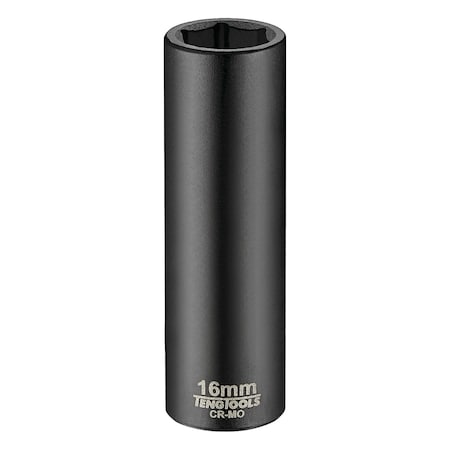 Teng Tools 16MM 1/2 Inch Drive ANSI 6 Point Metric Deep Chrome Molybdenum Impact Socket 920616AN